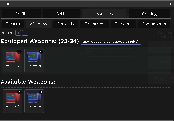 Expansión de ranuras de armas a 31 en Clickfight